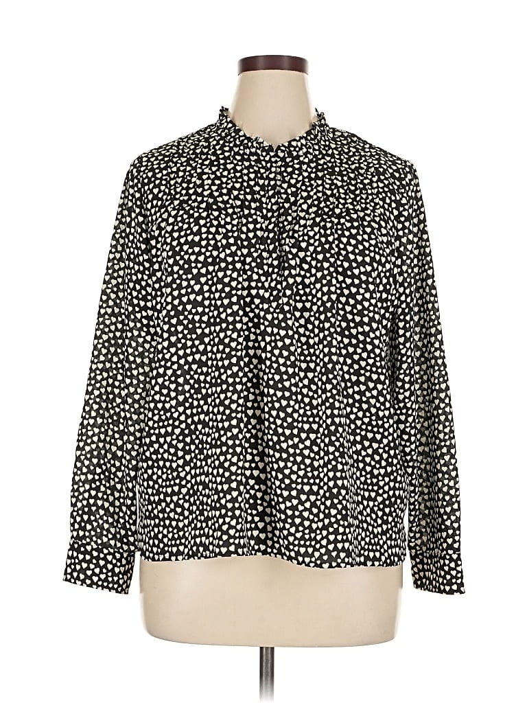 Pre-owned J.crew Mercantile Long Sleeve Blouse In Black