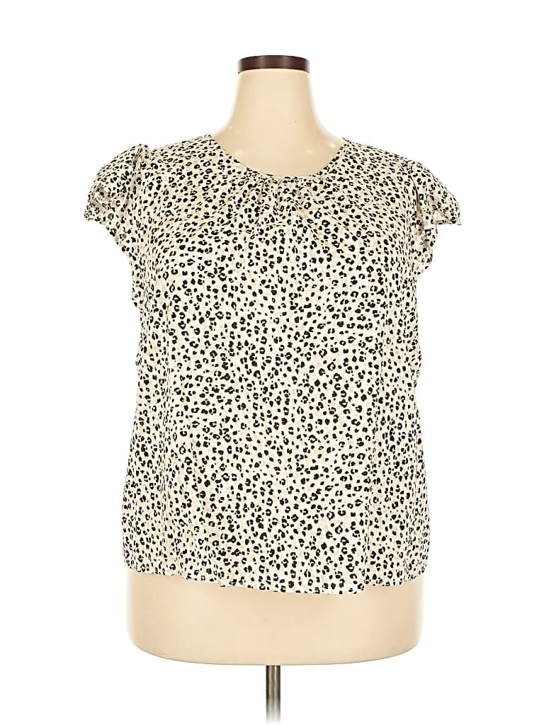 Pre-owned J.crew Factory Store Short Sleeve Blouse In White