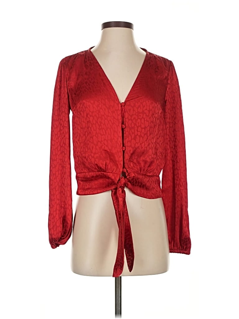 Pre-owned Michael Michael Kors Long Sleeve Blouse In Red