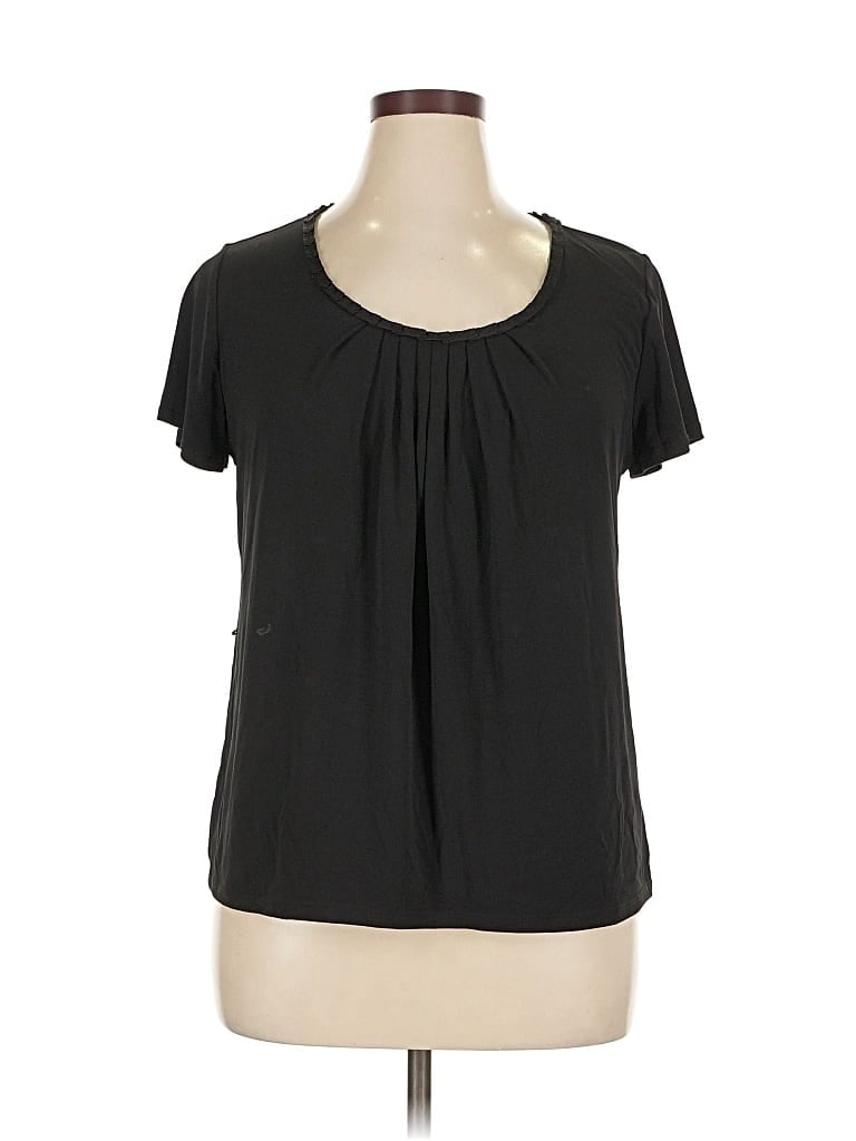 Pre-owned George Short Sleeve Blouse In Black