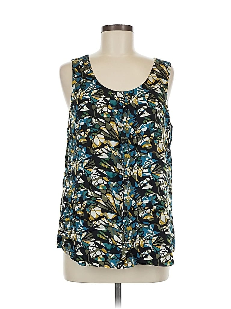 CLASSIQUES ENTIER Pre-owned Sleeveless Silk Top Teal Scoop Neck Tops In Blue