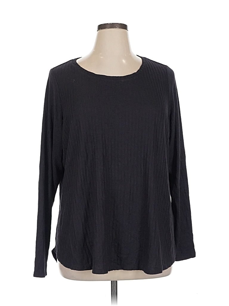 Pre-owned Evri Long Sleeve Top Black Crew Neck Tops