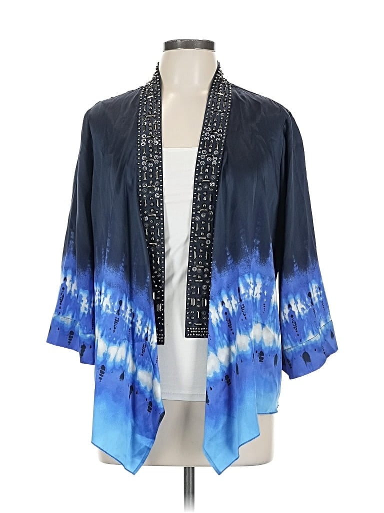 Pre-owned Black Label By Chico's Kimono In Blue
