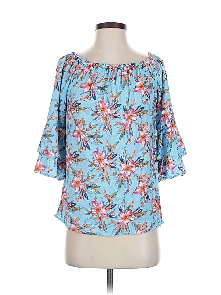 Pre-owned Lascana For Venus 3/4 Sleeve Blouse In Blue