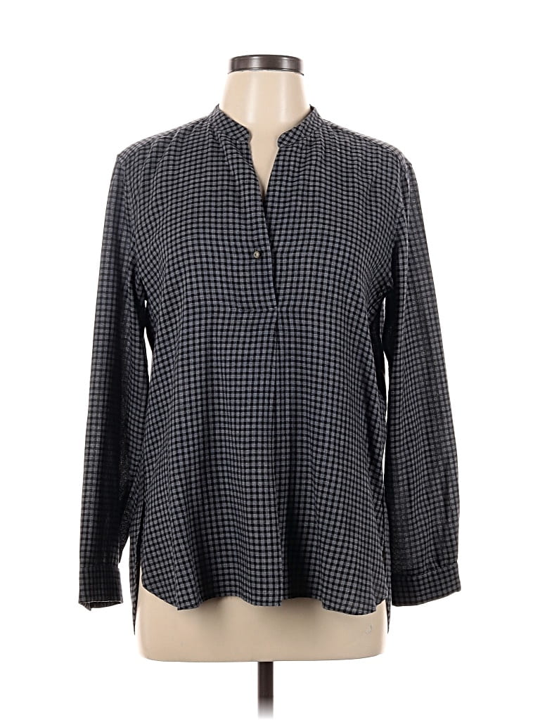 Pre-owned Assorted Brands Long Sleeve Blouse In Gray