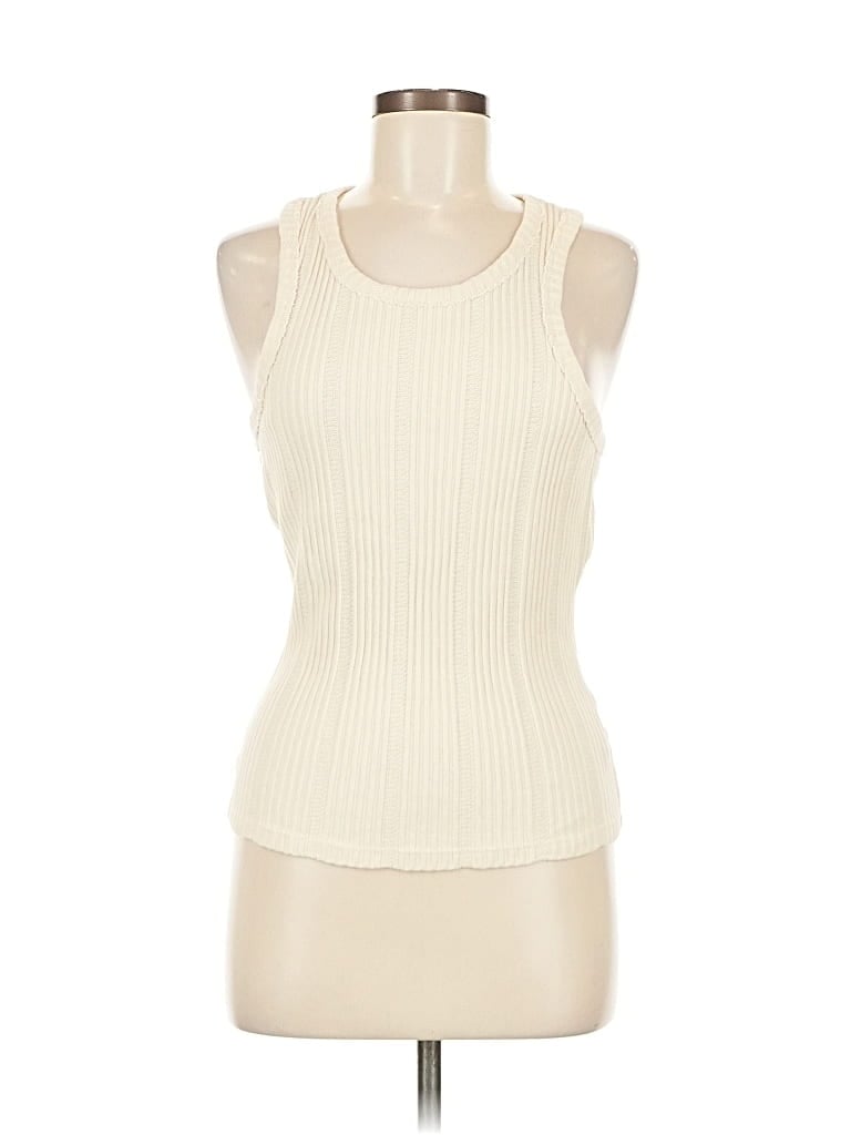Pre-owned By Anthropologie Tank Top Ivory Halter Neckline Tops In White