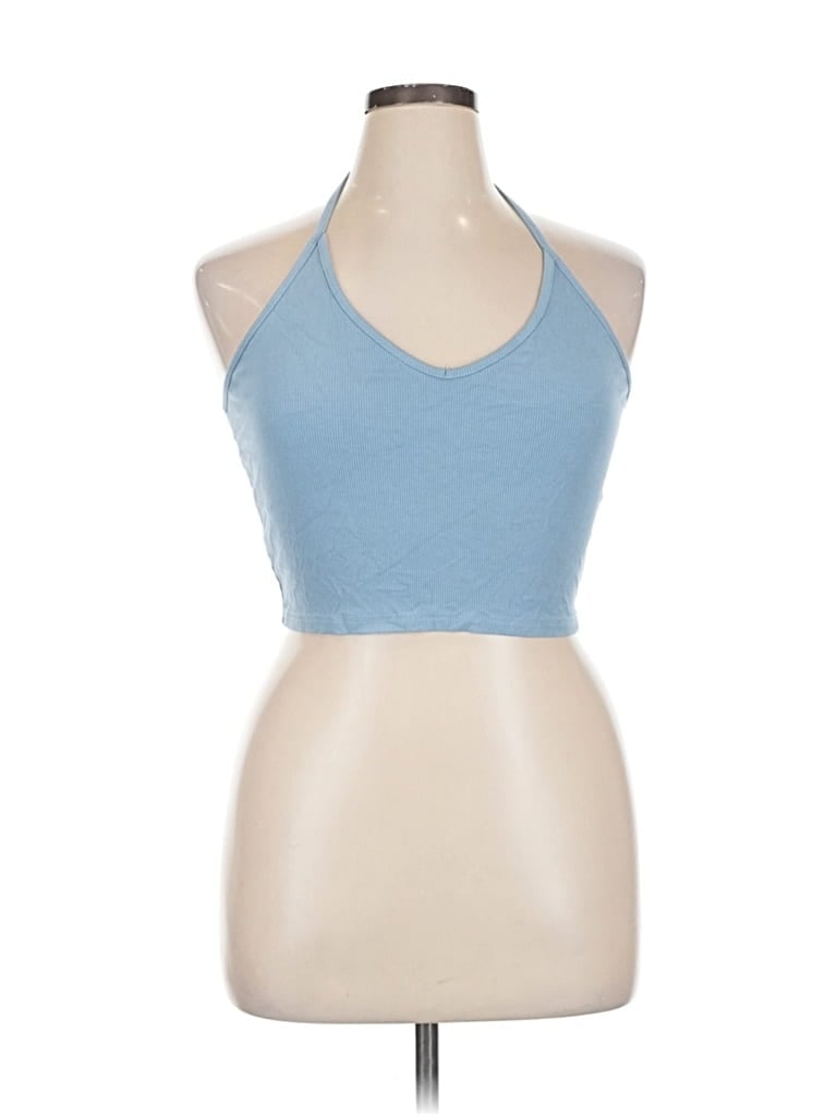 Pre-owned Cider Sleeveless Top Blue Halter Neckline Tops