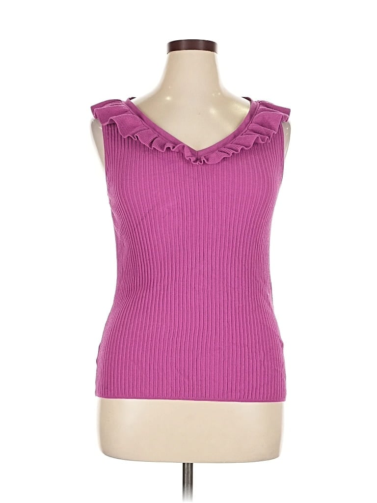 Click to view more detailed imagery on our partner's website Pre-owned Ann Taylor Sleeveless Top Purple Sweetheart Neckline Tops