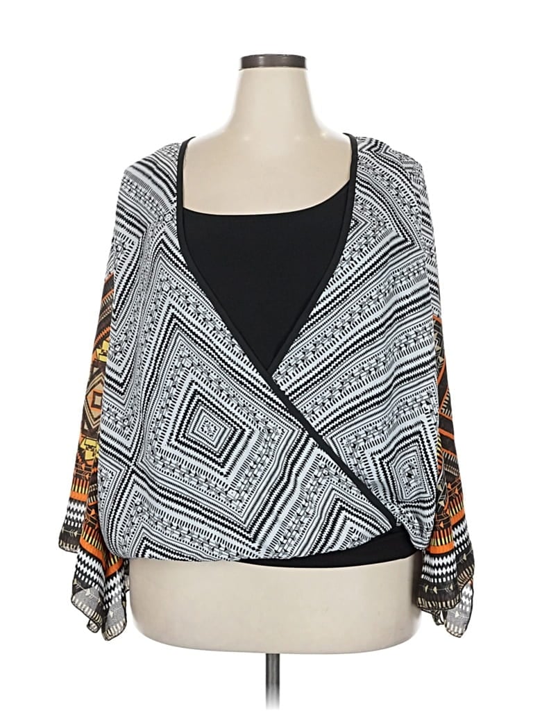 Pre-owned Ashley Stewart Long Sleeve Blouse In Gray