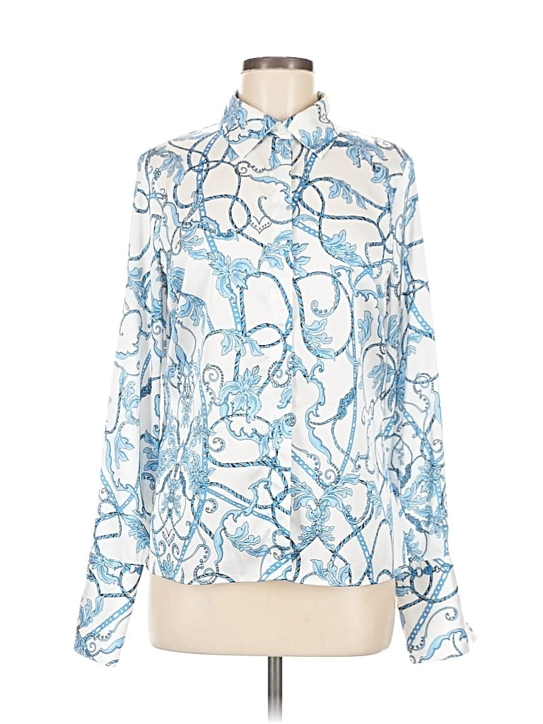 Pre-owned Boston Proper Long Sleeve Blouse In Blue