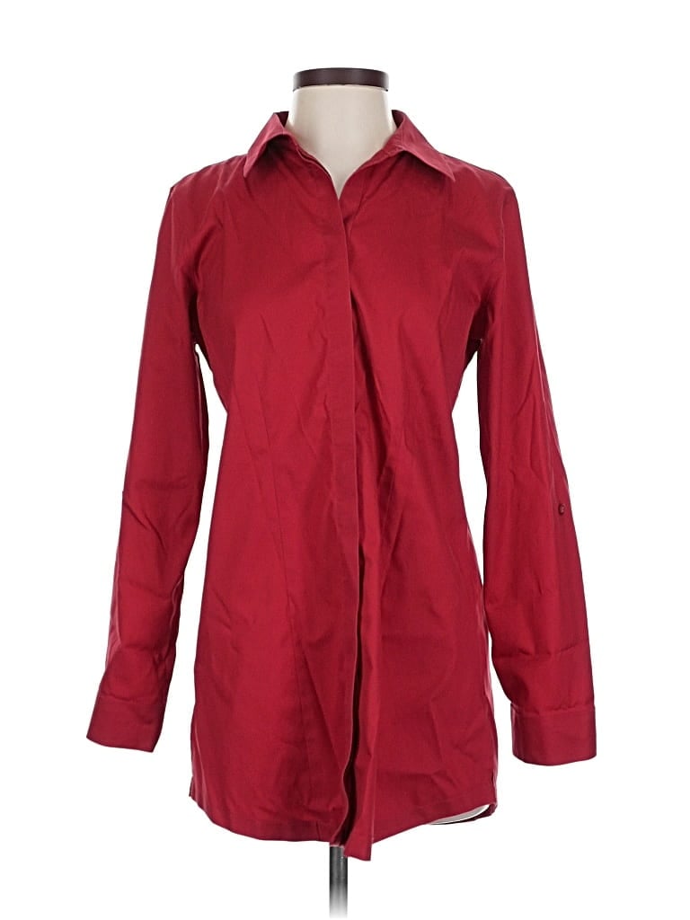 Pre-owned Chico's Long Sleeve Blouse In Burgundy