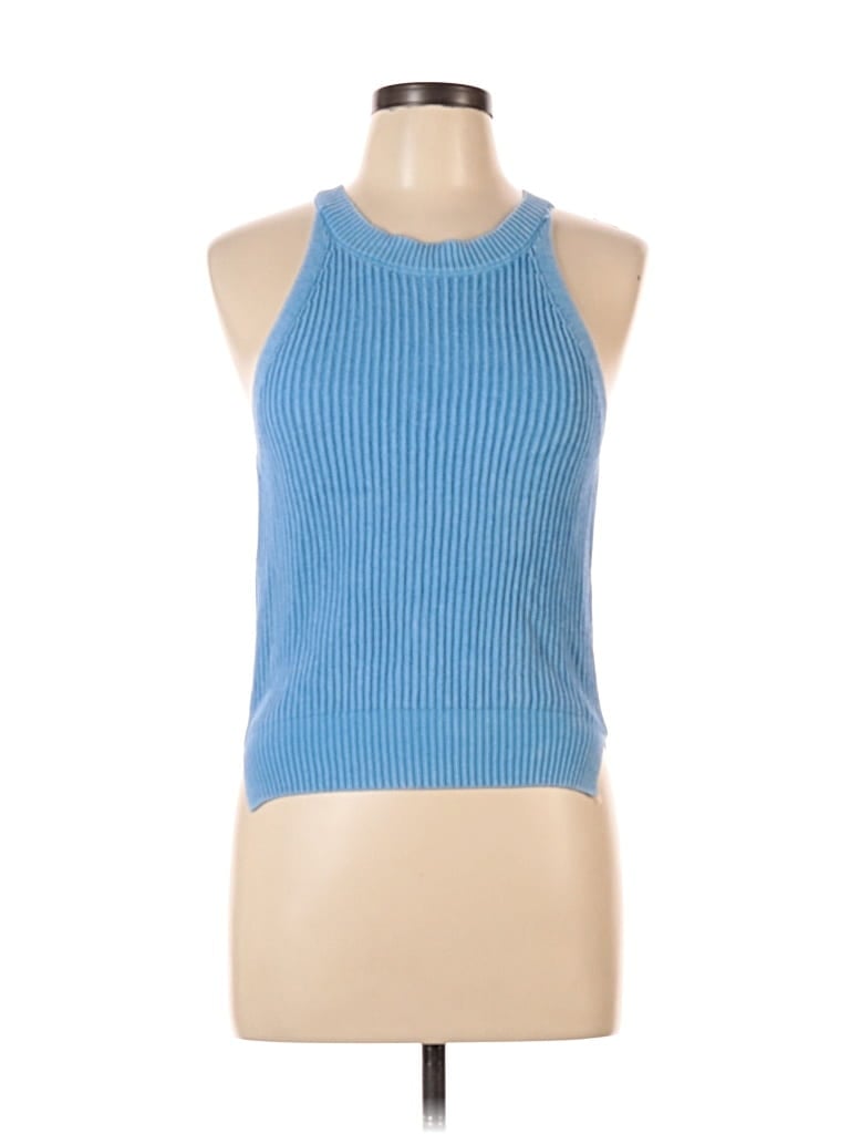Pre-owned Lumiere Tank Top Blue Halter Neckline Tops