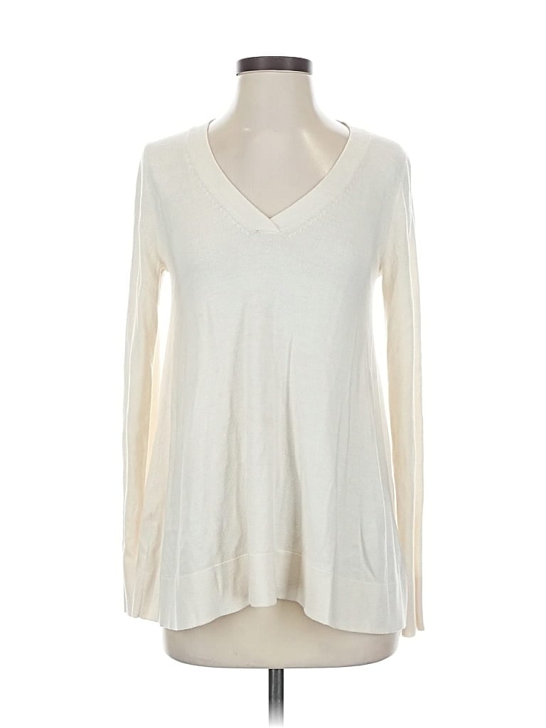 Pre-owned Ann Taylor Loft Pullover Sweater In White