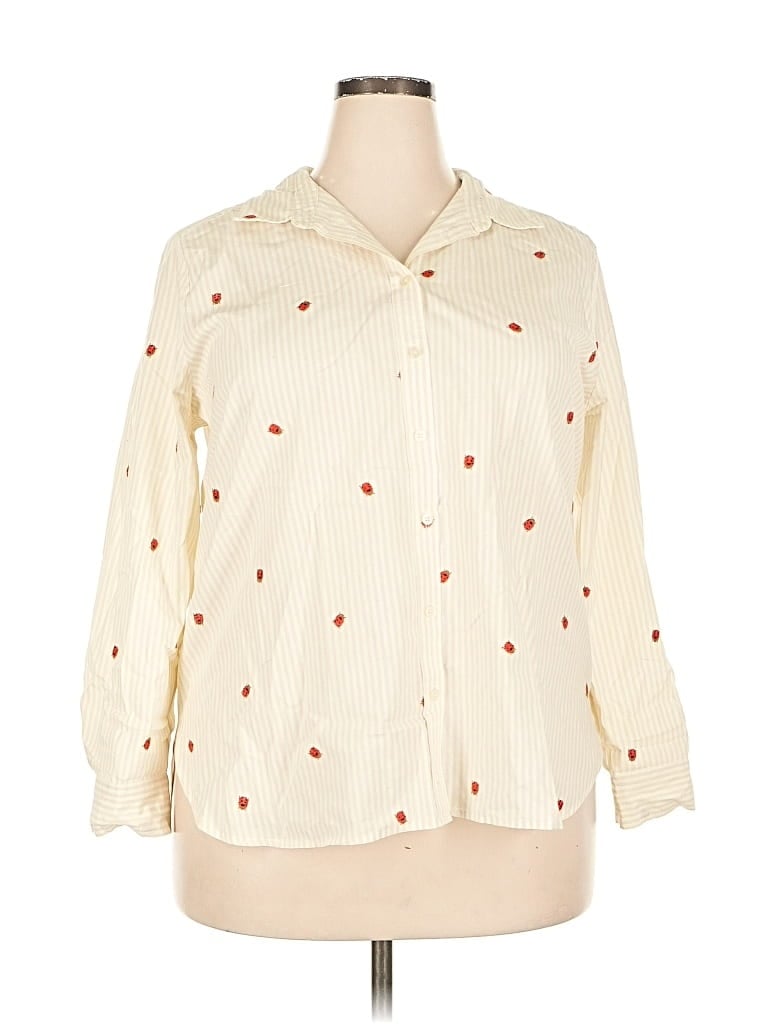 Pre-owned Ann Taylor Loft Long Sleeve Blouse In White
