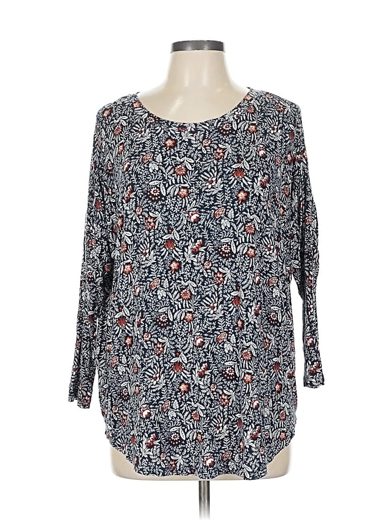 Pre-owned Ann Taylor Loft Outlet 3/4 Sleeve Blouse In Blue