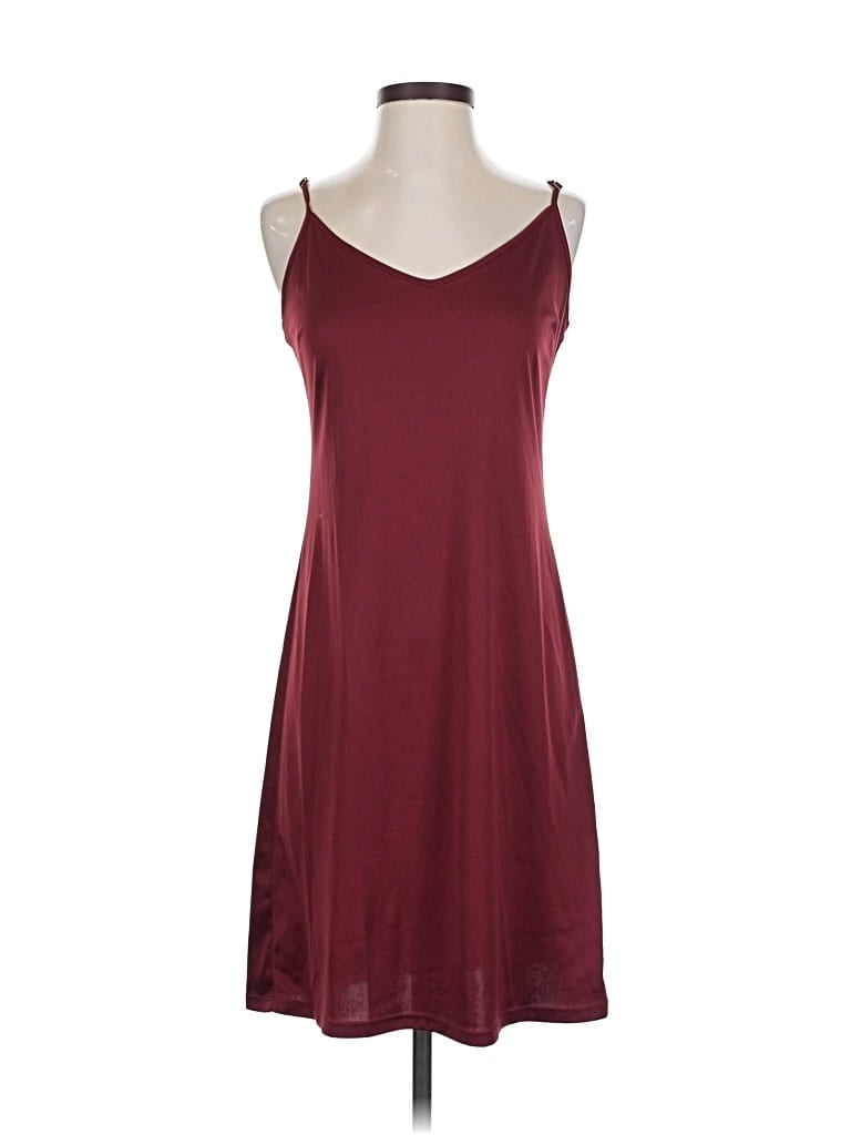 Pre-owned Unbranded Casual Dress In Burgundy