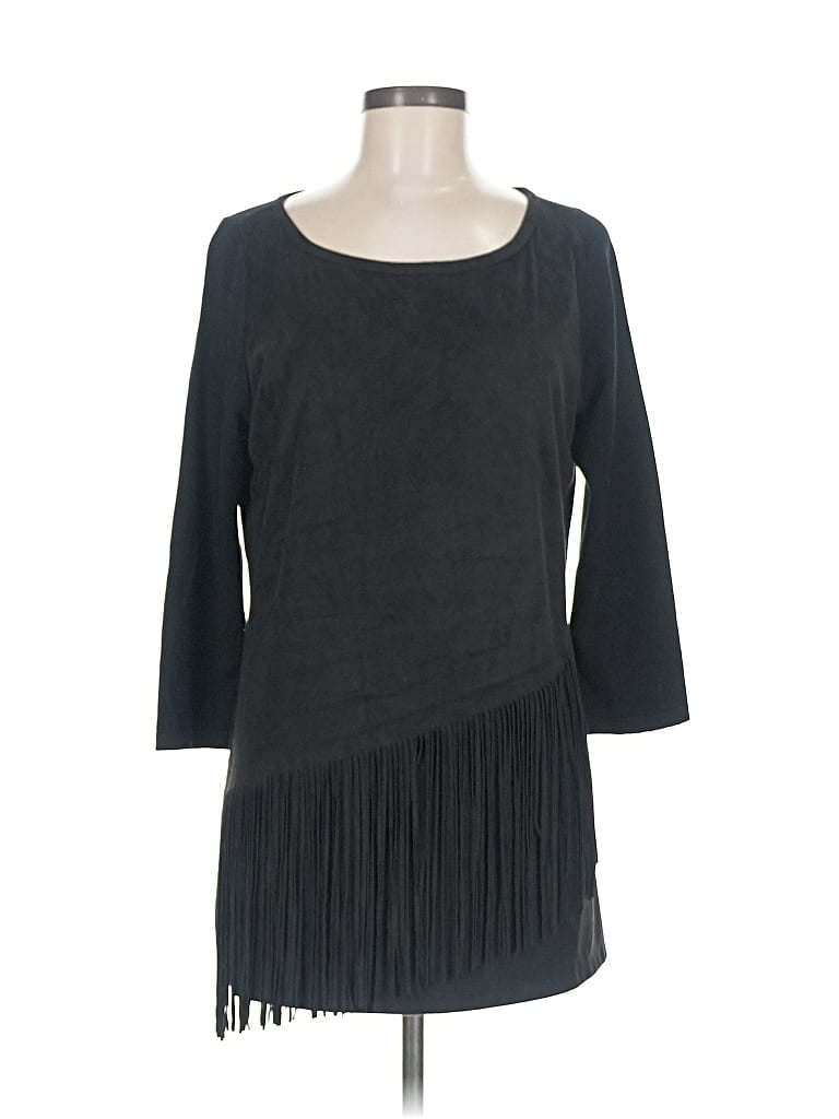 INC INTERNATIONAL CONCEPTS Pre-owned 3/4 Sleeve Top Black Square Neckline Tops