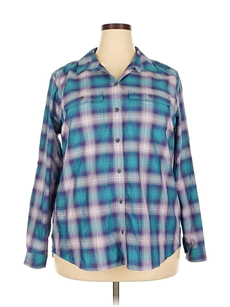 Pre-owned Eddie Bauer Long Sleeve Blouse In Blue