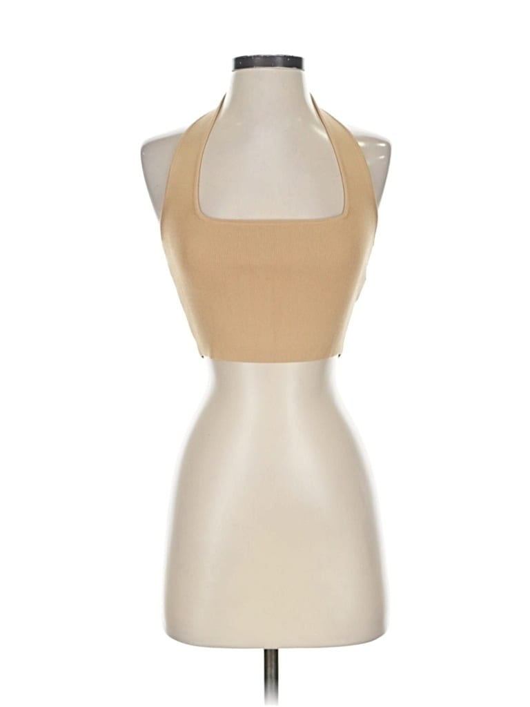 The Drop Tank Top Tan Halter Neckline Tops In Brown