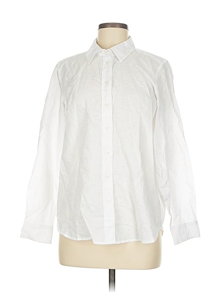 Pre-owned J.crew Factory Store Long Sleeve Button Down Shirt In White