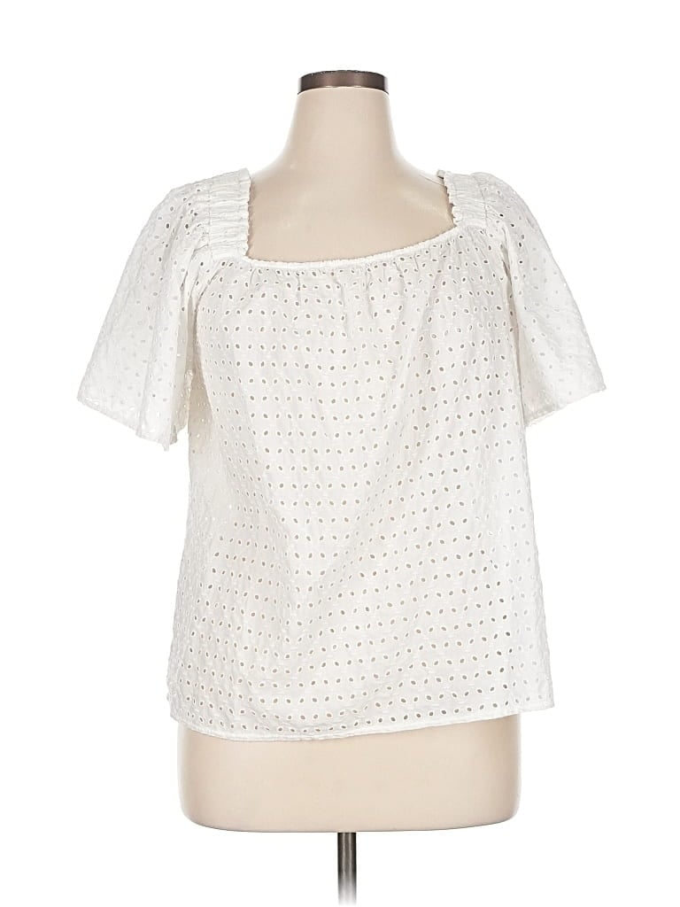 Pre-owned Gap Short Sleeve Blouse In White