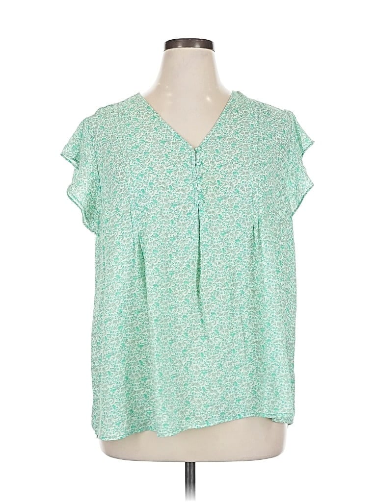 Pre-owned Cynthia Rowley Tjx Short Sleeve Blouse In Green