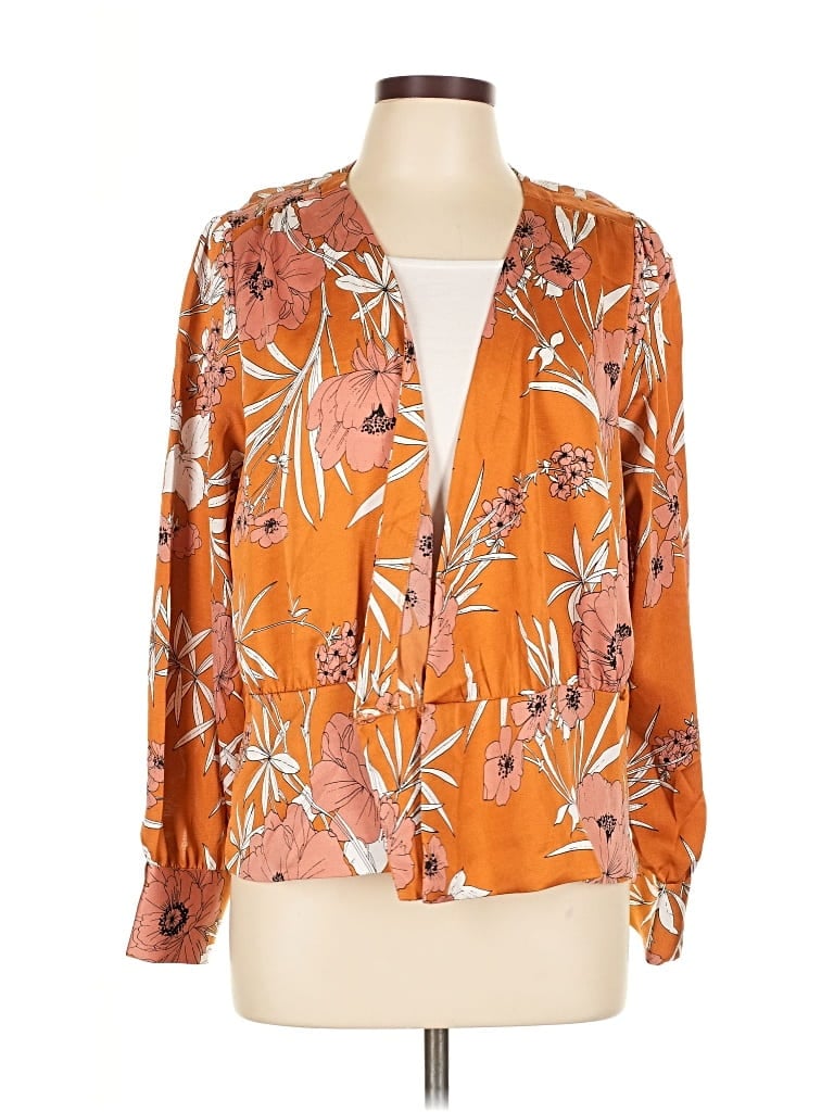 Pre-owned Express Long Sleeve Blouse In Orange