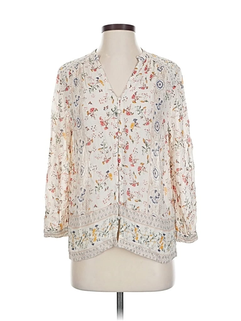 Pre-owned Lucky Brand 3/4 Sleeve Blouse In White