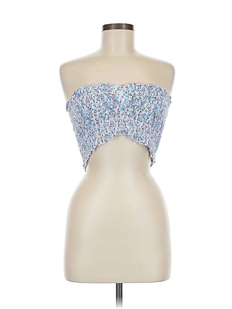 Pre-owned Poupette St Barth Tube Top Blue Strapless Neckline Tops