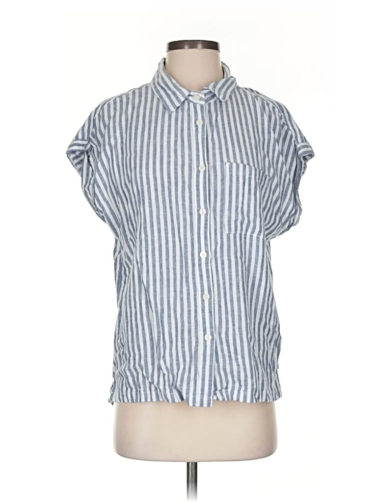 Pre-owned Orvis Short Sleeve Button Down Shirt In Blue