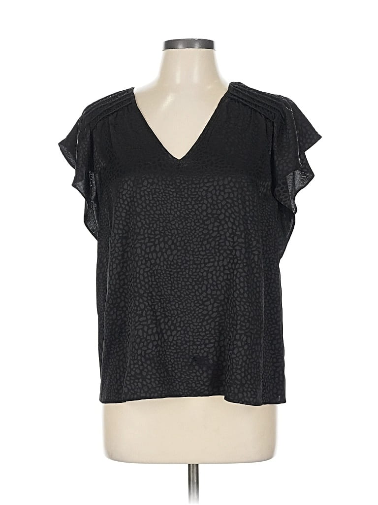 Pre-owned Nine West Short Sleeve Blouse In Black