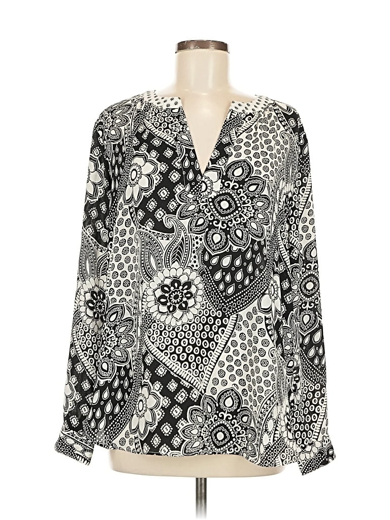 Pre-owned Ann Taylor Loft Outlet Long Sleeve Blouse In Black