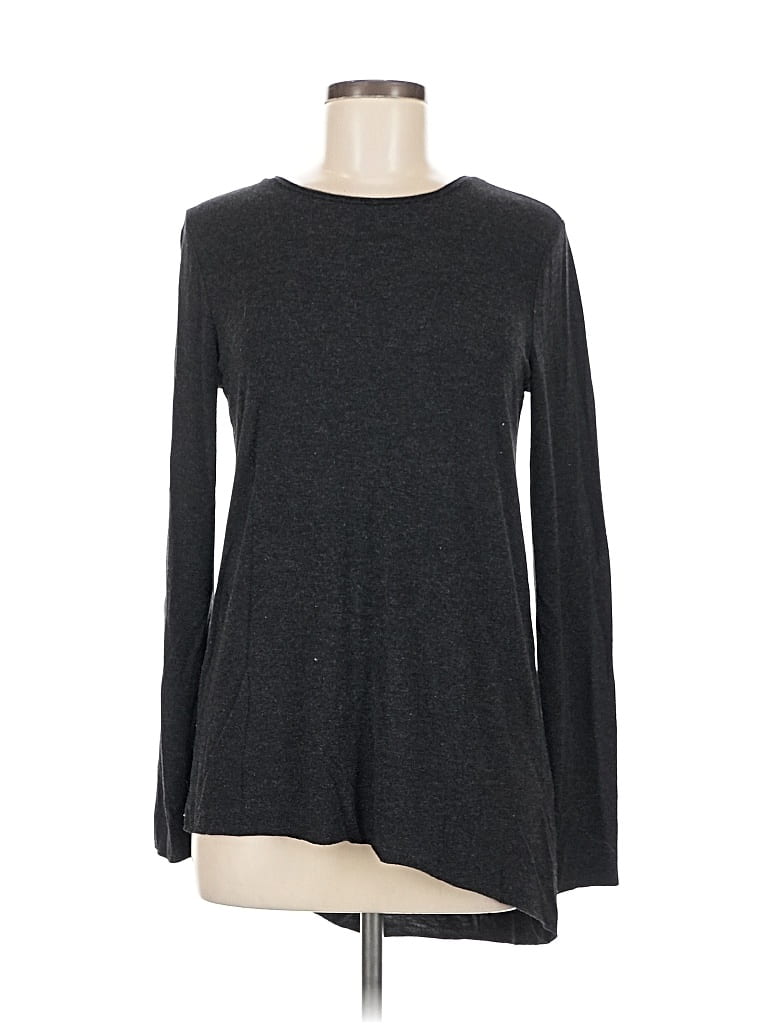 Pre-owned Trafaluc By Zara Long Sleeve Top Gray Crew Neck Tops