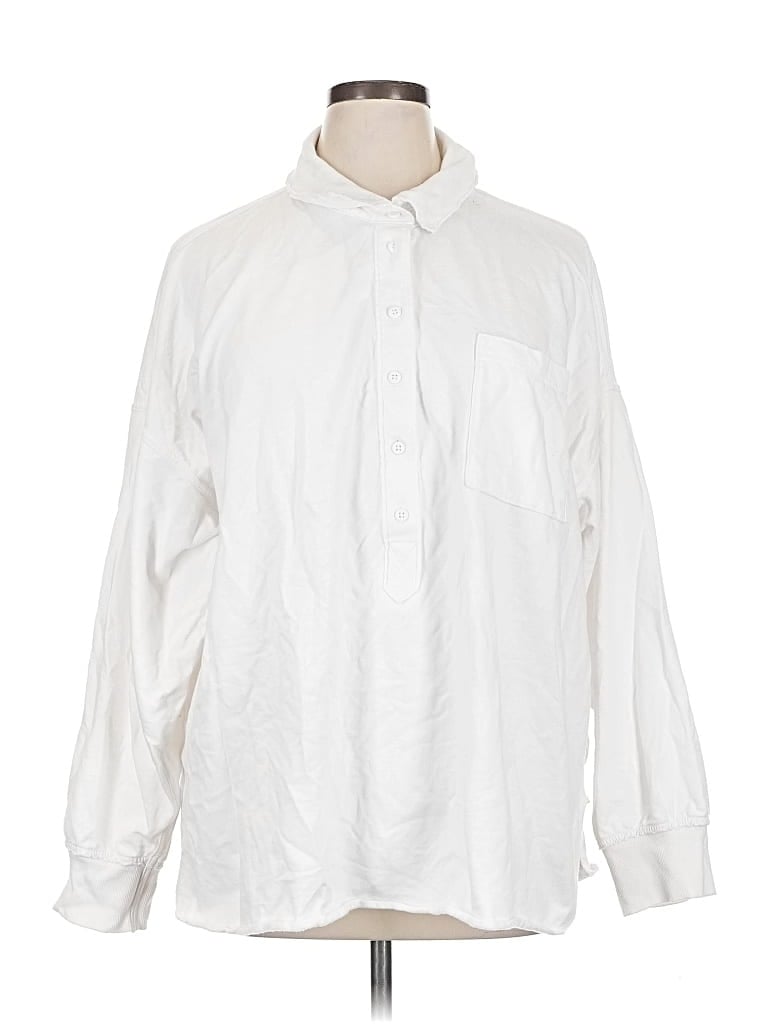 Pre-owned Aerie Long Sleeve Button Down Shirt In White