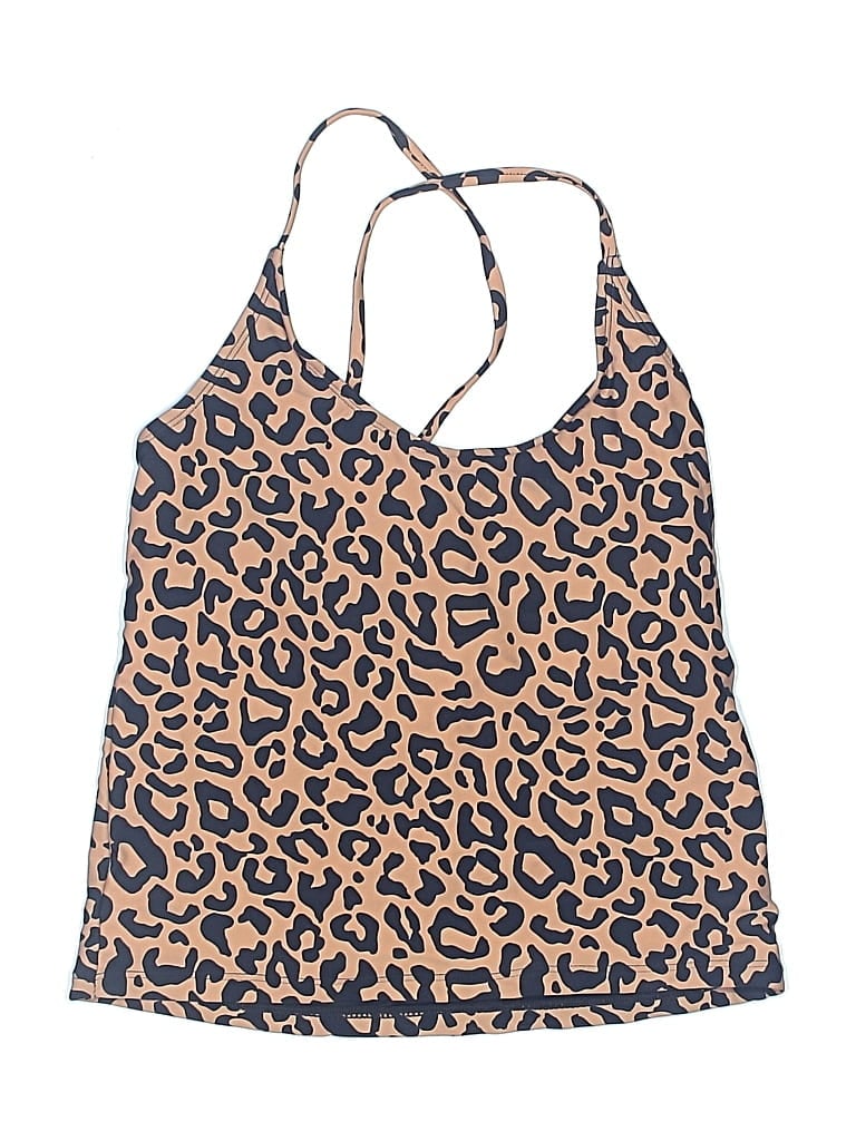 CORAL REEF SWIM Pre-owned Swimsuit Top Brown Animal Print Pattern Swimwear