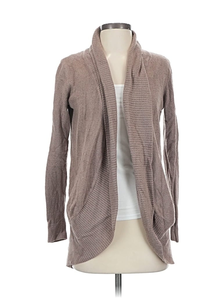 Pre-owned Barefoot Dreams Cozychic Lite Cardigan Sweater In Brown