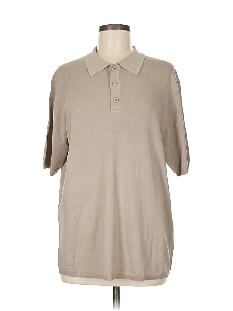 Elie Tahari Short Sleeve Polo Shirt In Brown