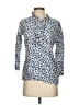 Devon Baer 100% Silk Animal Print Blue 3/4 Sleeve Silk Top Size XS - photo 1