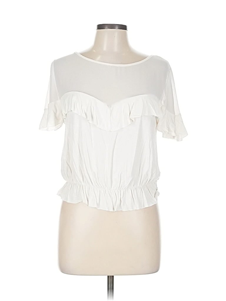 Pre-owned Willow & Root Short Sleeve Blouse In White