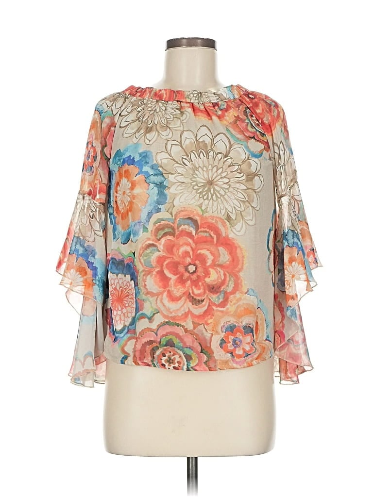 Pre-owned Assorted Brands 3/4 Sleeve Blouse In Orange