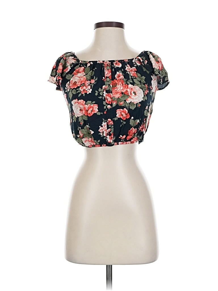 ABERCROMBIE & FITCH Pre-owned Short Sleeve Top Black Strapless Neckline Tops