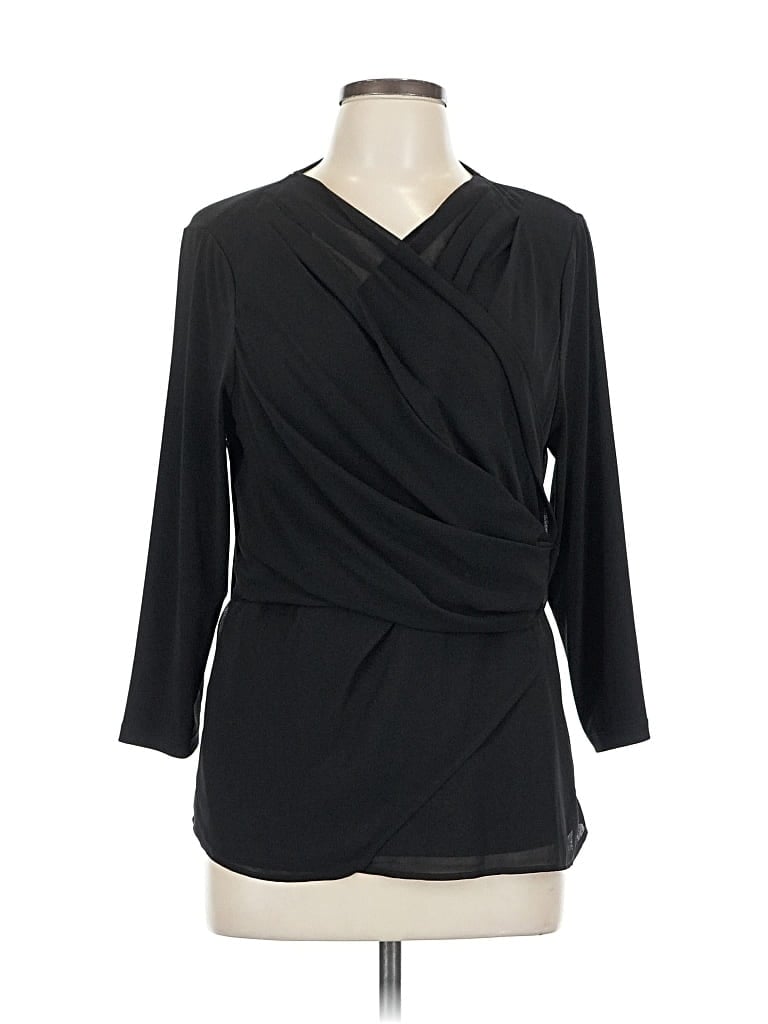 Pre-owned Calvin Klein 3/4 Sleeve Blouse In Black