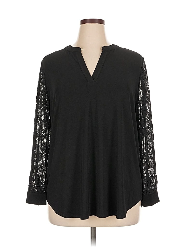 Pre-owned Kasper 3/4 Sleeve Blouse In Black