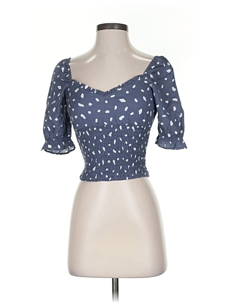 ABERCROMBIE & FITCH Pre-owned Short Sleeve Top Blue Sweetheart Neckline Tops