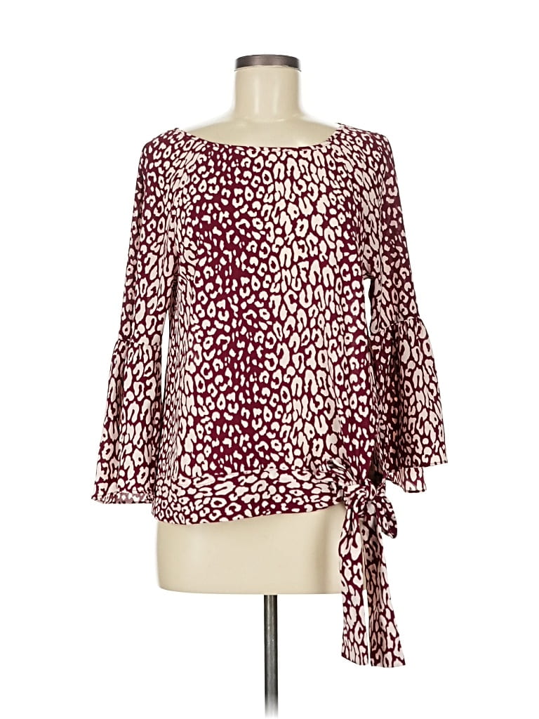 Pre-owned Michael Michael Kors 3/4 Sleeve Blouse In Burgundy
