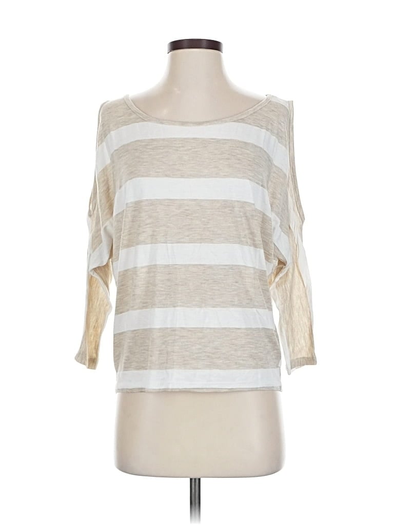 Pre-owned Cha Cha Vente 3/4 Sleeve Top Ivory Boatneck Tops In White