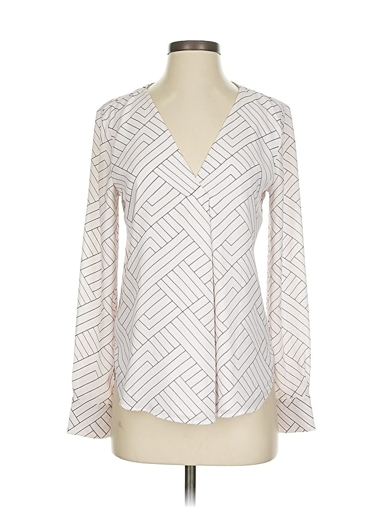 Pre-owned Ann Taylor Long Sleeve Blouse In Silver