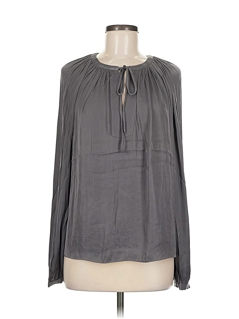 Pre-owned T Tahari Long Sleeve Blouse In Gray