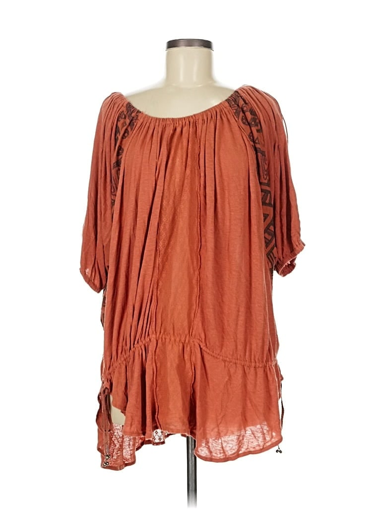 FREE PEOPLE Pre-owned Short Sleeve Blouse In Orange