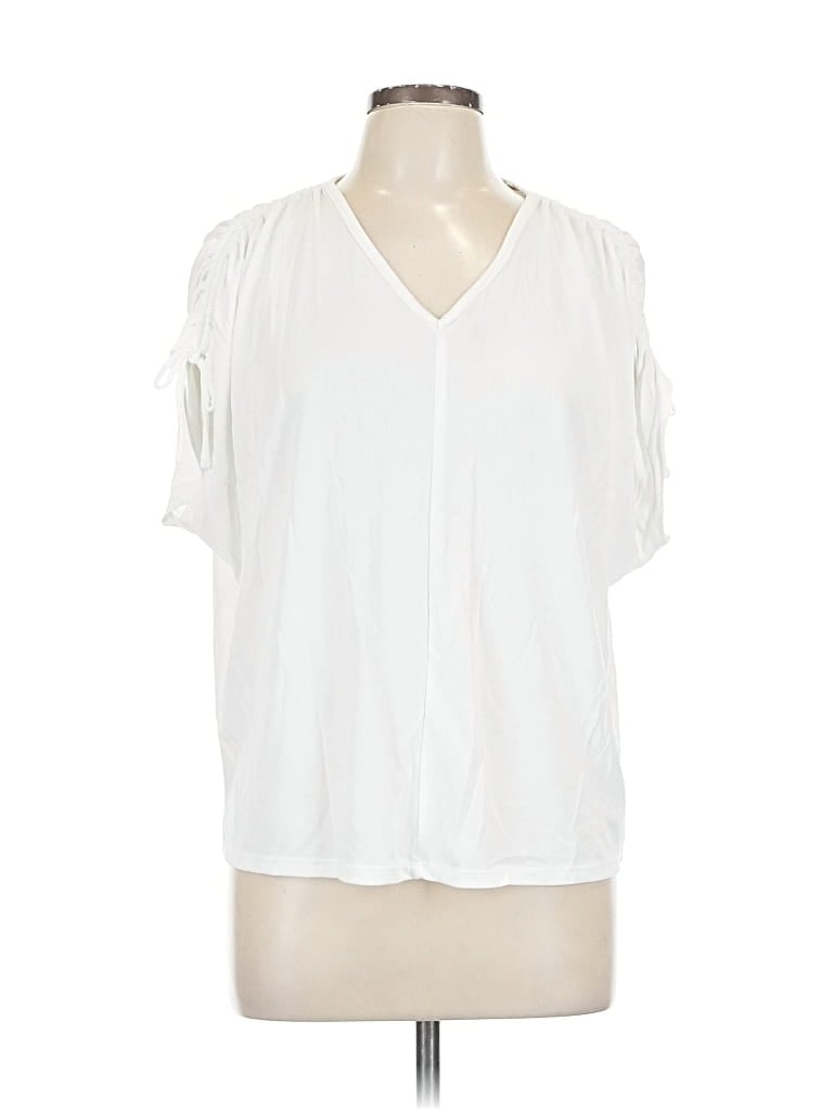 Pre-owned Simply Vera Vera Wang Short Sleeve Blouse In White